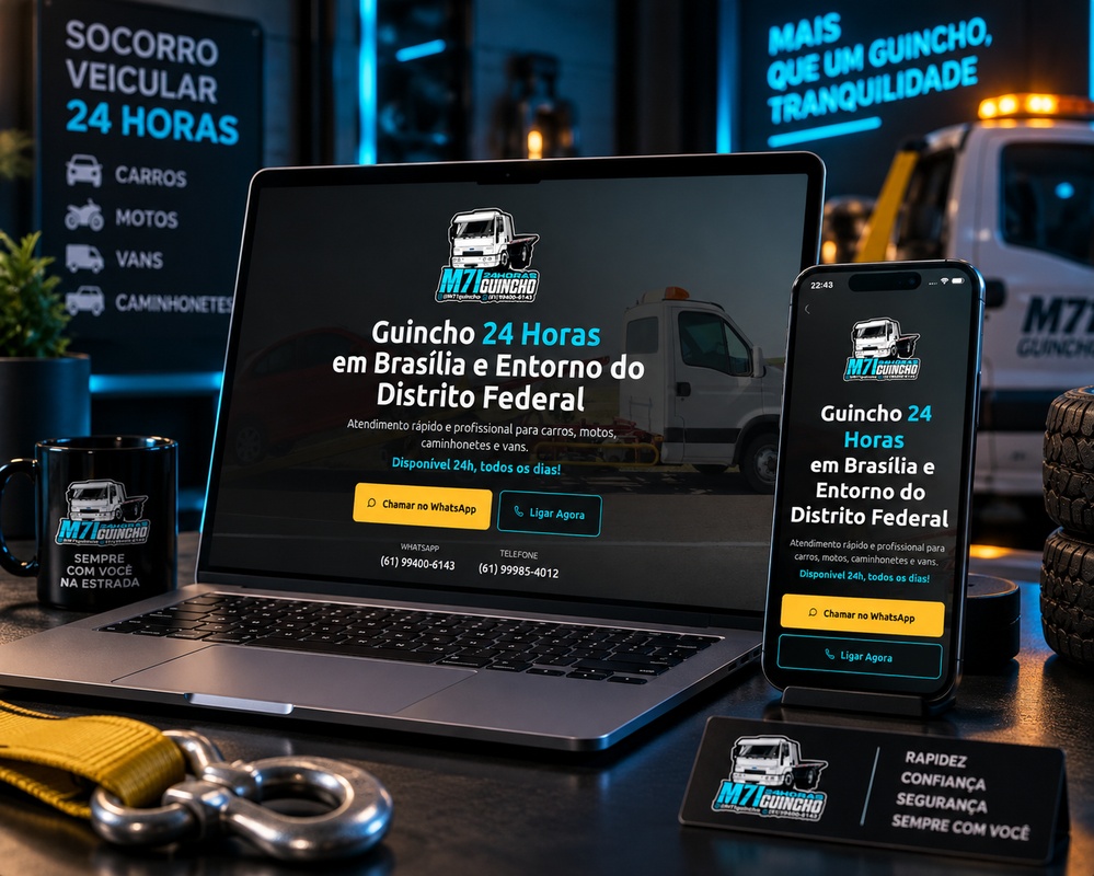 M71 Guincho 24 Horas – Landing Page para Guincho e Socorro Veicular em Brasília