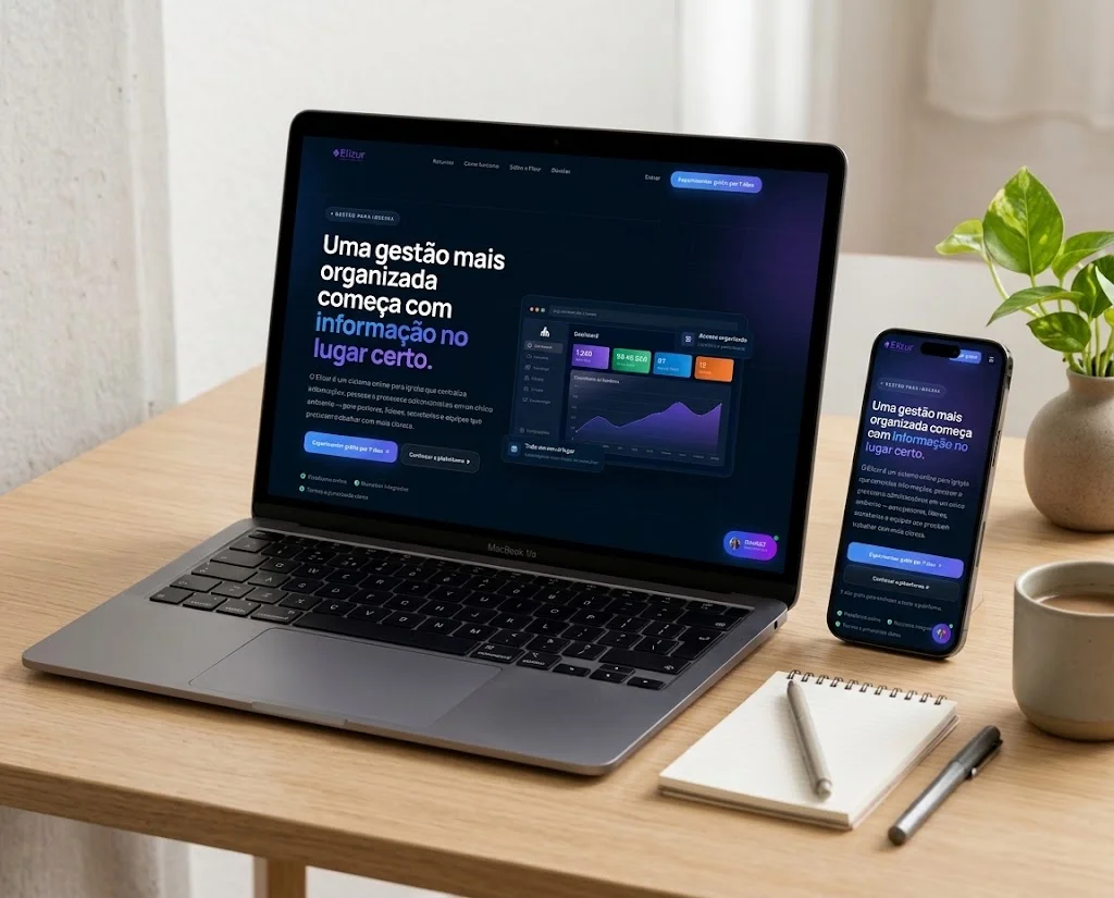 Landing Page & Plataforma SaaS – Elizur Online
