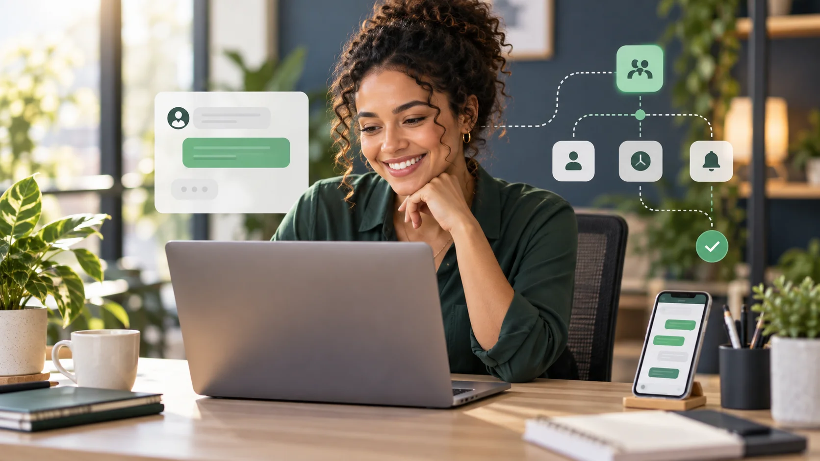 Atendimento humano apoiado por automação de WhatsApp
