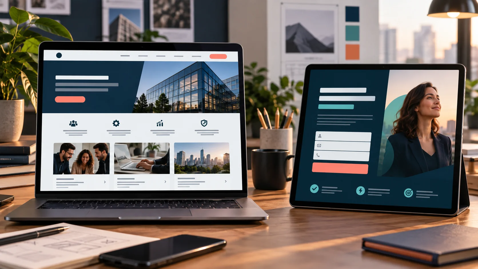 Capa comparando site institucional e landing page para campanhas